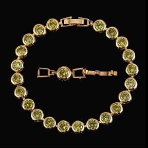 Pera Gorgeous Design Gold Color round Shape Purple Cubic Zirconia Stone Charm Link Bracelets Wedding Jewelry for Women B020