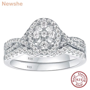 925 Sterling Silver Wedding Rings Set for Women Oval Halo Cubic Zircon Bridal Engagement Ring Jewelry Gift