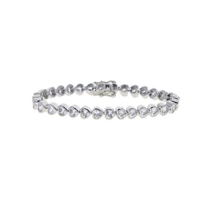 2025 New Iced Out AAA Cubic Zirconia Heart Tennis Chain Bracelet Silver Color CZ Charm Chain Bracelet Hip Hop Jewelry for Women