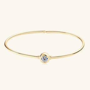 Original and Pure 925 Sterling Silver Cuff Bangle Bezel 5Mm Moissanite Bracelet for Women Simple Hand Chain Luxury Jewelry