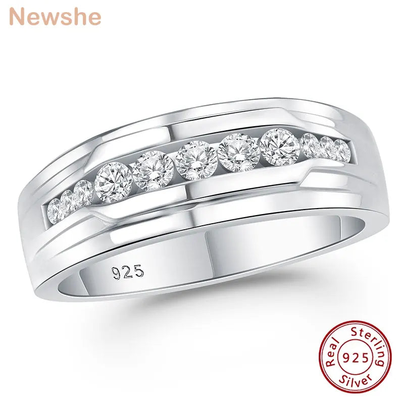​ Full Moissanite Wedding Band for Men 925 Sterling Silver Engagement Rings Pave round Eternity Promise Ring Size 8-12