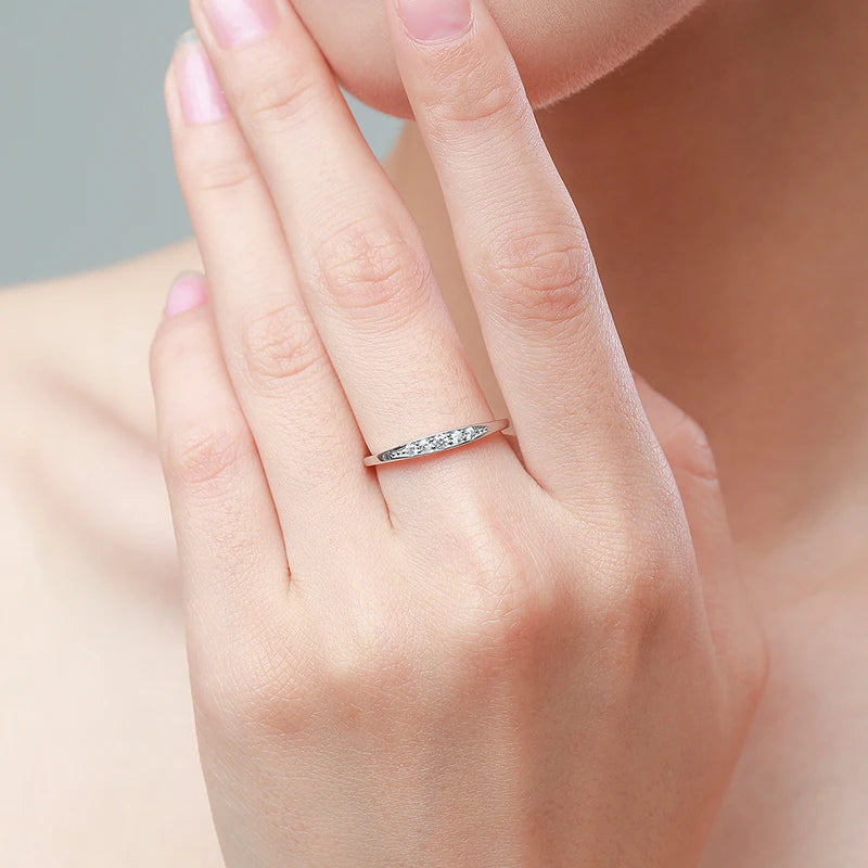 100% 925 Sterling Silver Classic Simple AAAAA Level Dazzling Zirconia Finger Rings for Women Wedding Statement Jewelry