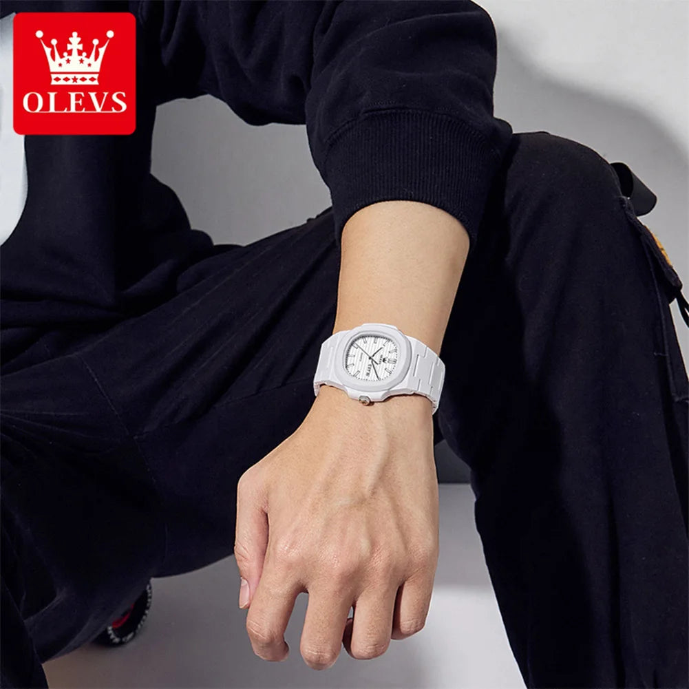 Luxury Man Wristwatch Waterproof Date Luminous Watch for Men White Resin Men'S Quartz Watches Reloj Hombre