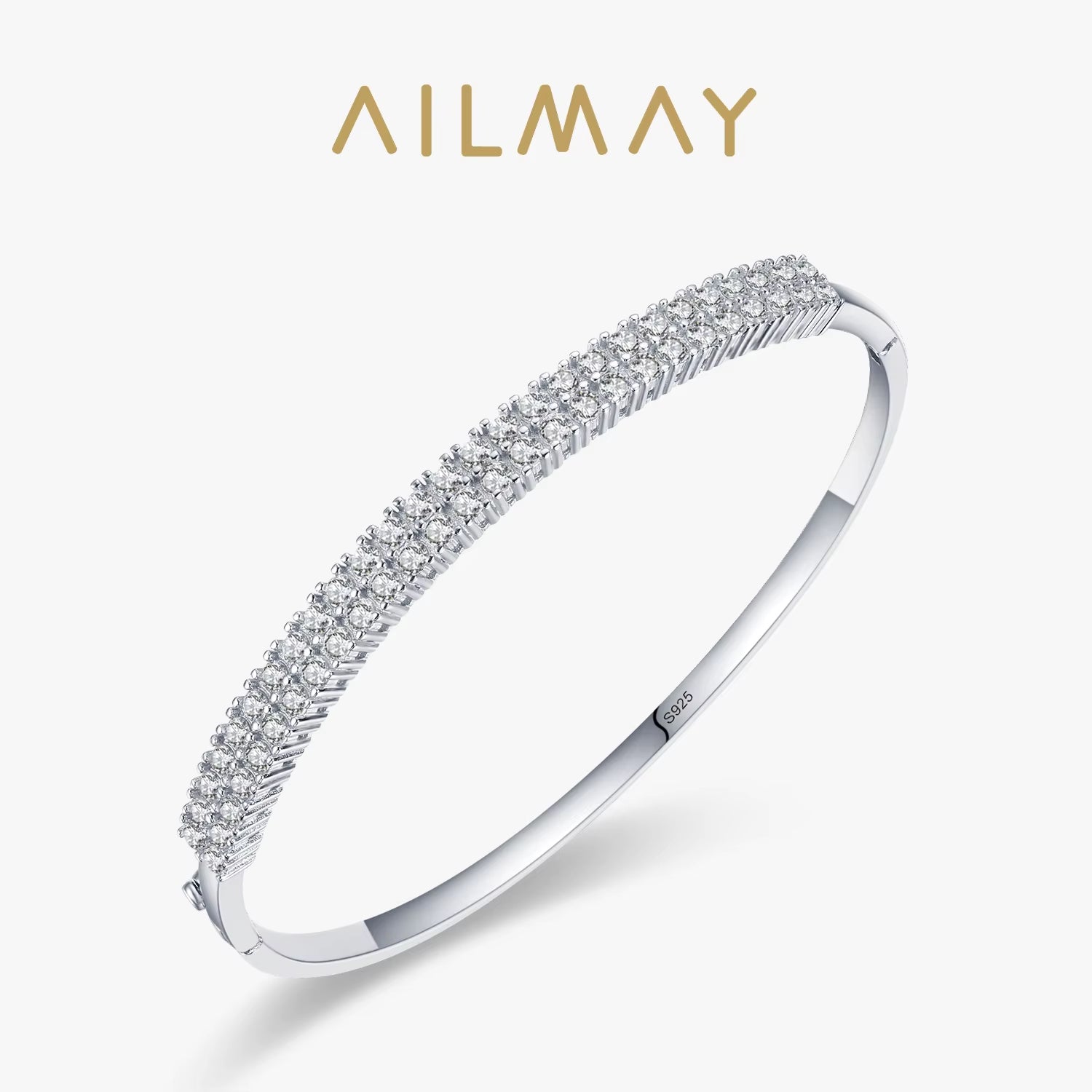 Solid 925 Sterling Silver Classic Luxury Full Cubic Zirconia Bracelets for Women Girls Anti-Allergy Fine Jewelry Gifts