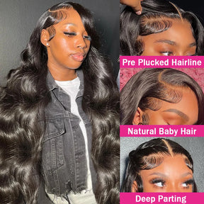 Body Wave Lace Front Wig - Transparent Brazilian Human Hair, Pre-Plucked