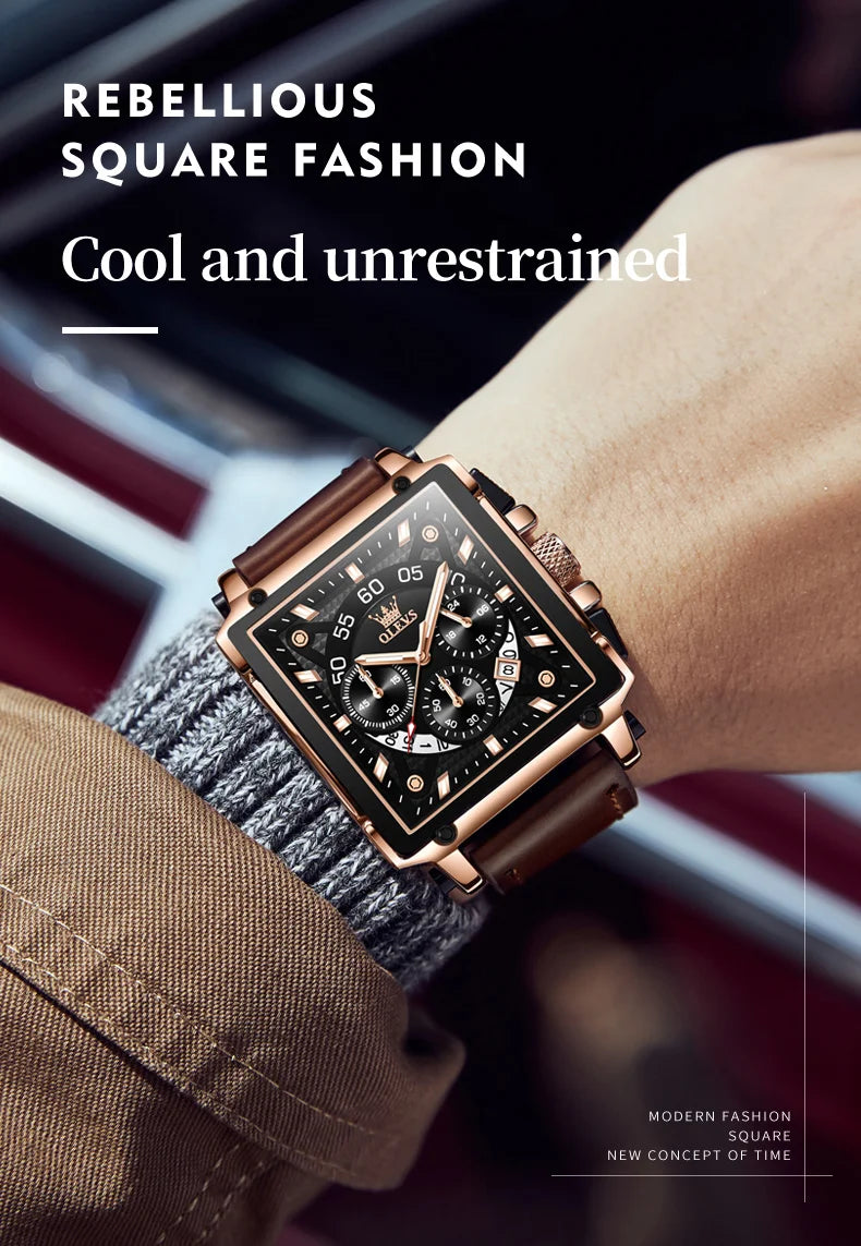 Luxury Waterproof Men's Square Quartz Watch