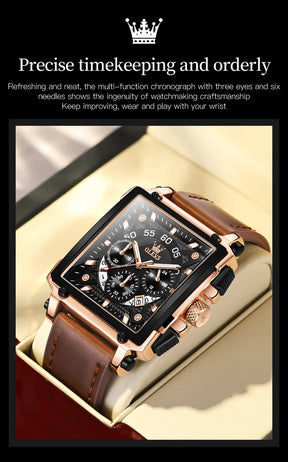 Luxury Waterproof Men's Square Quartz Watch