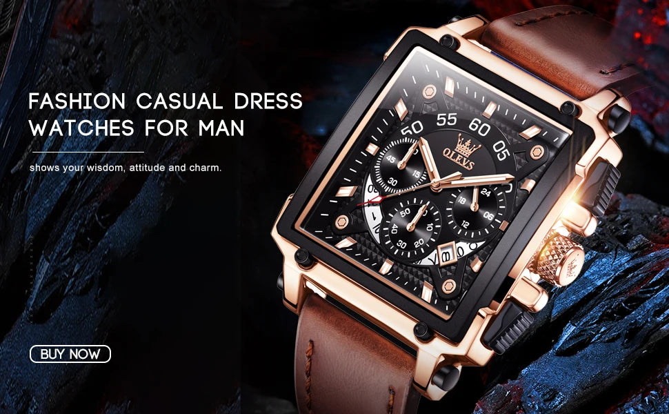 Luxury Waterproof Men's Square Quartz Watch