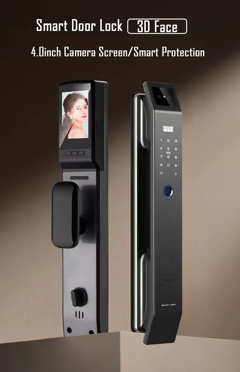 3D Face Recognition Keyless Smart Door Lock with Camera & Fingerprint Access