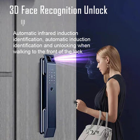 3D Face Recognition Keyless Smart Door Lock with Camera & Fingerprint Access