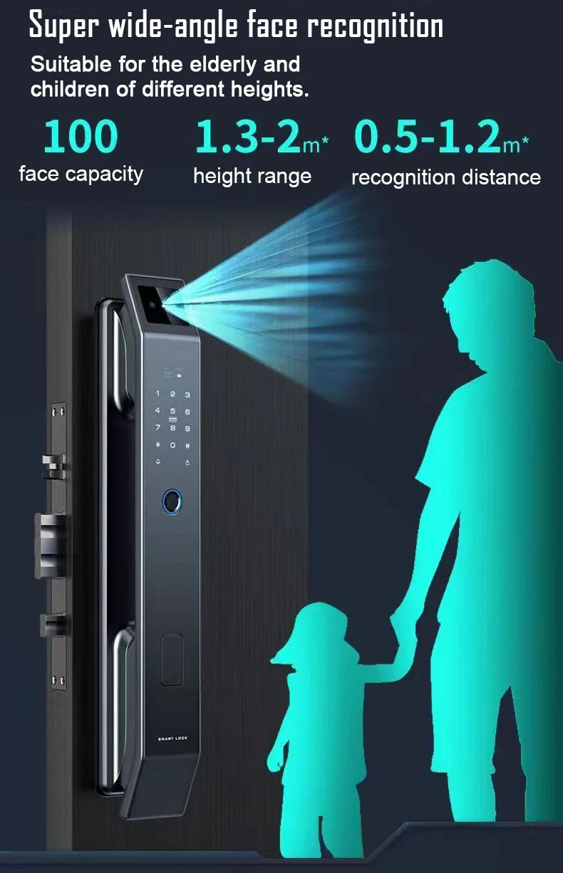 3D Face Recognition Keyless Smart Door Lock with Camera & Fingerprint Access