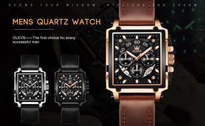 Luxury Waterproof Men's Square Quartz Watch