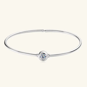 Original and Pure 925 Sterling Silver Cuff Bangle Bezel 5Mm Moissanite Bracelet for Women Simple Hand Chain Luxury Jewelry