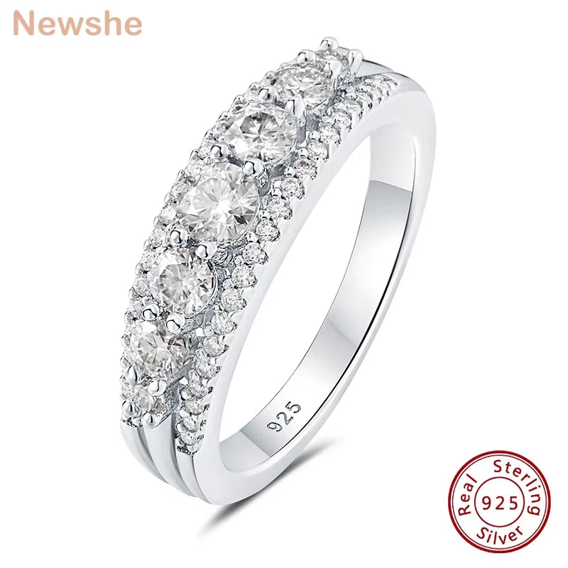 Luxury Moissanite Wedding Rings for Women Original 925 Sterling Silver Eternity Band Brilliant Engagement Ring Jewelry