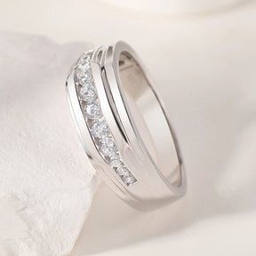 ​ Full Moissanite Wedding Band for Men 925 Sterling Silver Engagement Rings Pave round Eternity Promise Ring Size 8-12