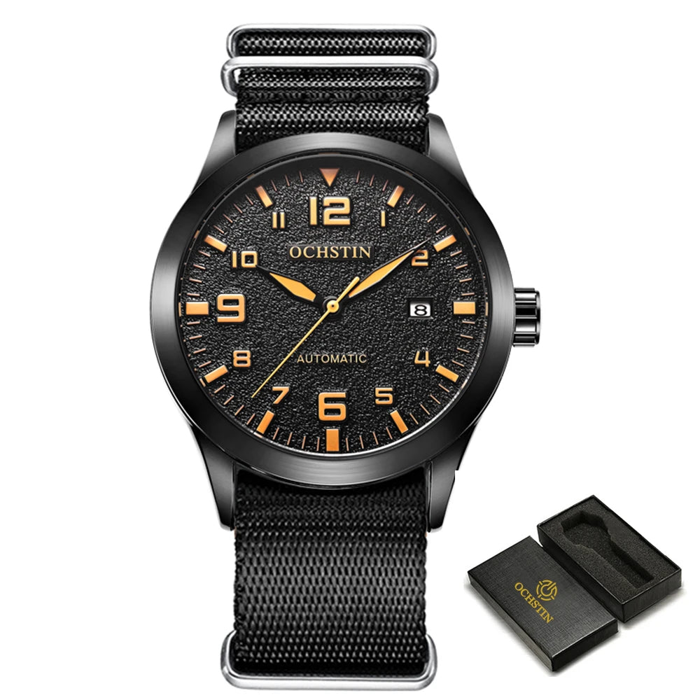Man Mechanical Pilot Wrist Watches Luxury Self Wind Leather Mechanic Male Clock Auto Date Relogio Masculino Gift for Men