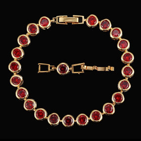 Pera Gorgeous Design Gold Color round Shape Purple Cubic Zirconia Stone Charm Link Bracelets Wedding Jewelry for Women B020