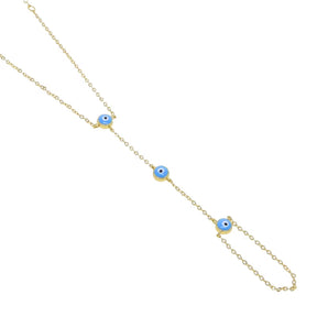 Wholesale Fashion Women Jewelry Hand Chain Gold Color Blue Enamel Evil Eye Charm Chain Bracelet