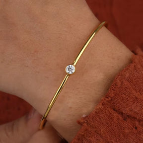Original and Pure 925 Sterling Silver Cuff Bangle Bezel 5Mm Moissanite Bracelet for Women Simple Hand Chain Luxury Jewelry