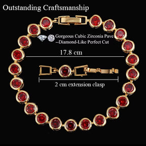 Pera Gorgeous Design Gold Color round Shape Purple Cubic Zirconia Stone Charm Link Bracelets Wedding Jewelry for Women B020